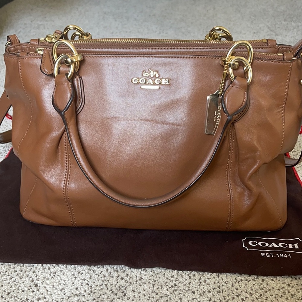 Beautiful leather Coach purse satchel tote
